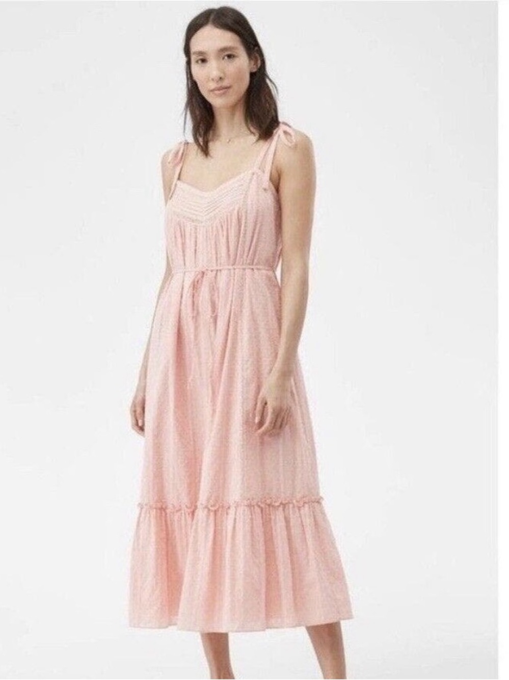 La Vie Rebecca Taylor Kelsey Clip Midi Dress Prairie Pink XS NWT